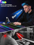Mouse Pad with Foldable Phone Holder & Wireless Charger, XXL RGB Gaming Mousepad 31.5"x15.8" Large Desk Mat for Keyboard, Black Desk Pad with Dual Qi Charging Station | 11 Colors 5 Modes | Waterproof - Image 2