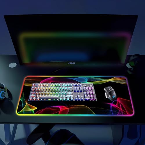 RGB Gaming Mouse Pad, Large Mousepad with Led Light, Gaming Accessories Keyboard Pad for Desk, Non-Slip Rubber Base Big Mouse Mat for Gamer, 31.5 X 11.8 Inch, Colorful - Image 6
