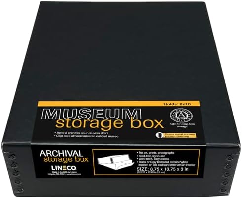 Lineco Museum Archival Storage Box, Drop Front, 8.75x10.75x3 in, Black - Image 5