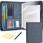 Leathario Portfolio Binder, Padfolio Organizer, 3 Ring Binder with Zipper by Leathario