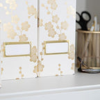 BLU MONACO | Set of 4 Foldable Magazine Storage Boxes with Gold Floral Pattern | Decorative Vertical File Organizers with Gold Label Holders for Desk, Shelves & Home Office - Image 3
