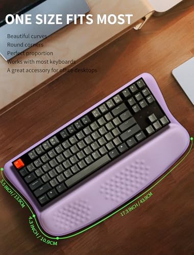 Ergonomic Wave Wrist Rest with Keyboard Stand, Cushioned Palm Rest, Comfortable Integrated Memory Foam for Natural Typing and Relieve Wrist Pain, Purple Romance - Image 6