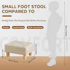 Small Foot Stool Ottoman, Linen Footstool Ottoman Foot Rest for Couch, Rectangle Footstools and Ottomans Small for Living Room, Entryway and Bedroom (Beige) - Image 2
