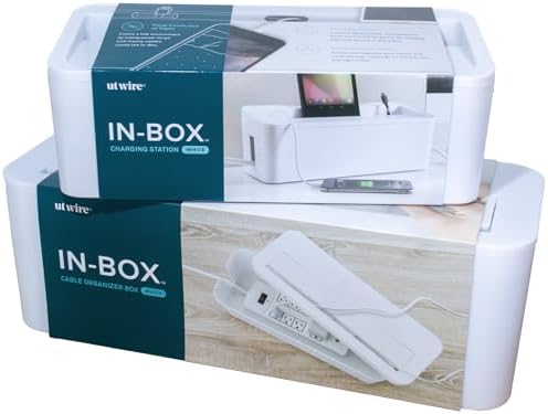 in-Box Cable Box Set with Extra Large Surge Protector Concealer Cable Management for Under Desk and Mobile Charging Station Power Strip Organizer for Desktop, White by UTWire