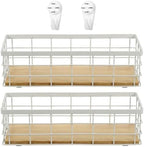 Set of 2 Small Wire Baskets, Narrow White Metal Storage Bins for Bathroom Counter & Kitchen, Farmhouse Rustic Organizer Trays for Pantry, Office, RV, Countertop Decoration (White) by Unknown