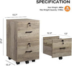 VINGLI 2 Drawer File Cabinet with Lock, Wood Rustic Gray Filing Cabinet for Letter Size File Folders with Tabs, Under Desk Rolling File Cabinets for Home Office, Mobile File Organization Printer Stand - Image 3