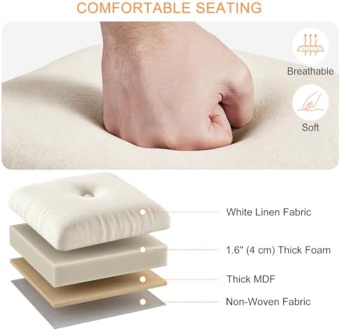 VECELO Foot Rest Under Desk at Work, Height Adjustable Rolling Foot Stool Set of 2 with Wheels, Cushioned Seat for Living Room, Bedroom, Home Office, Beige - Image 3