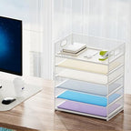 Marbrasse 6 Tier Paper Organizer Letter Tray - Mesh Desk File Organizer with Handle, Paper Sorter for Letter/A4 Office File Folder Holder - White - Image 6