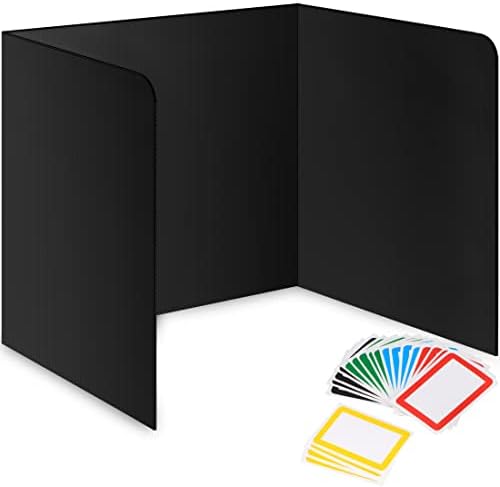 22-Pack Desk Dividers for Students - Durable & Waterproof Plastic Study Carrel Divider, Classroom Folders Teacher Supplies, Easy-to-Clean Plastic Privacy Shield Folder Boards for Student Desks, Black by Storage+Standard