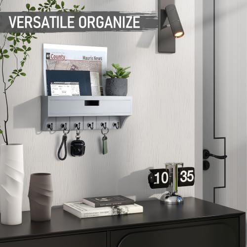 Rebee Vision Key Holder Wall Mount with Drawer for Home Decor, Gray - Image 4