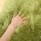 LLB Sheepskin Chair Covers Office Chair Cushion Dining Room Chair Pads Desk Chair Seat Cushion for Computer Chair Fur Area Rugs Pea Green, 18x18 Inch (Pack of 1) - Image 5
