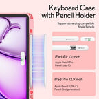 YBING for iPad Air 13 Inch & Pro 12.9 Keyboard Case with Mouse, 7 Colors Backlit Keyboard & 360 Rotating Cover with Pencil Holder for iPad Pro 12.9 (6th, 5th, 4th gen), Air 13 M4/M3/M2 (Pink) - Image 5