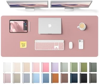 YSAGi Leather Desk Pad Protector, Office Desk Mat, Large Mouse Pad, Non-Slip PU Leather Desk Blotter, Laptop Desk Pad, Waterproof Desk Writing Pad for Office and Home (Pale Mauve,55" x 17.2") by YSAGi