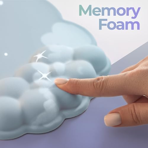 Premium Quality Cloud Wrist Rest Keyboard & Mouse Pad Set – Ergonomic Memory Foam Desk Accessories with Wrist Support for Office & Gaming – Baby-Blue-Sky - Image 6