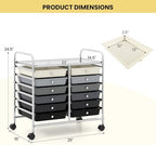 Giantex 12 Drawers Rolling Cart, Mobile Storage Drawer Cart, Classroom Organizer Cart for Office School Supplies Tools Scrapbook Paper Craft Small Printer, Utility Cart on Wheels, Black Gradient - Image 3