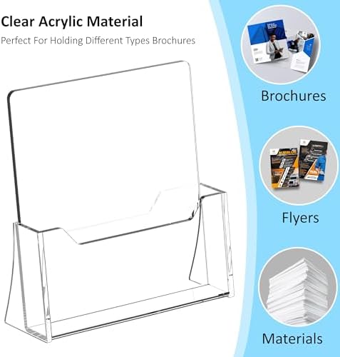 Acrylic Brochure Holder 8.5 x 11 inch 6 Pack, Flyer Holders Display Stand - Image 4