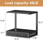 YAOHUOO 2-Tier Desktop Printer Stand with Fabric Drawer,17.3"x11.8" Black - Image 6
