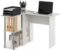 Furinno Abbott L-Shape Desk with Bookshelf, White Oak/Chrome by Furinno-FitsYourSpaceFitsYourBudget