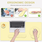 4 PCS Mouse Pad Desk Mat Protector, Keyboard Wrist Rest + Comfortable Mouse Pad with Wrist Rest +Coaster, Large Gaming Mousepad for Computer Laptop, 35.4" X 15.7" XXL Deskpad for Office Home I Yellow - Image 2