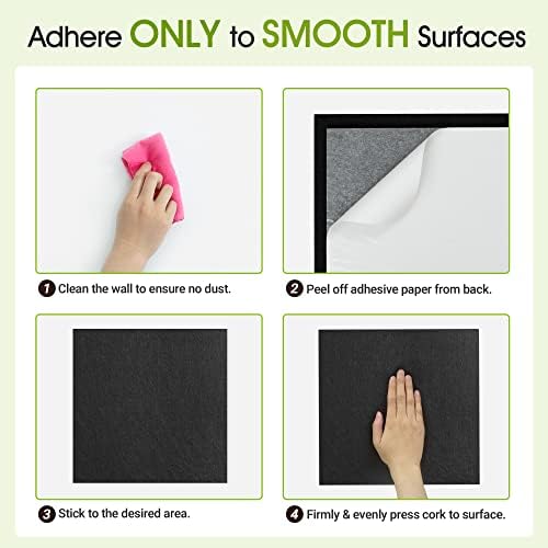 AKTOP Black Cork Bulletin Board 12x12, 1/2" Thick Felt Cork Board Tiles 12 Pack, Small Square Pin Board for Wall, Self Adhesive Corkboards with 120 Push Pin Wood Clips for School, Home & Office - Image 7