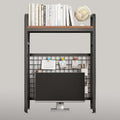 Desk Shelf Bookcase 1-Tier Metal Desktop Bookshelf Hutch with Grid Panel and DIY design possible Multipurpose Storage Organizer Display Rack for Dorm Office Home Computer Desk(Black 21.7"×7.9"×38.6") by CDYYIQ