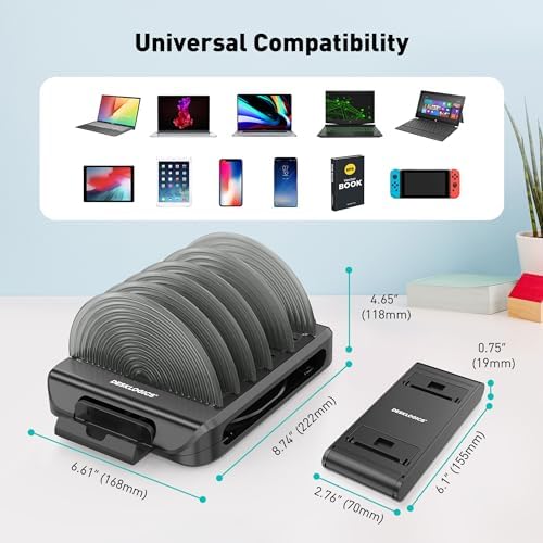 Vertical Laptop Stand Holder & Desk Organizer Rack - Adjustable Dock for MacBook, iPad, Phone (6-in-1 Multi Device Storage System with 360° Rotation) - Image 5