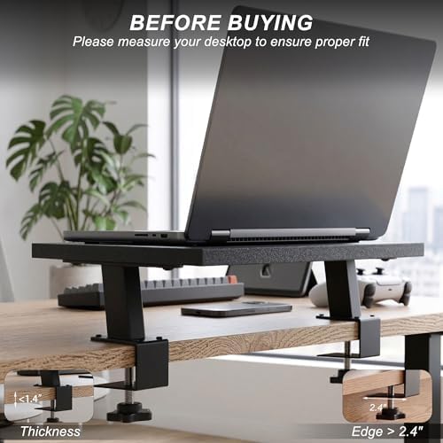 15-Inch Desktop Clamp-on Shelf & Monitor Riser, 2-in-1 Reversible Design – Fits Either Side of Desk, C-Clamp for Stability, Holds 44 lbs, for Gaming PC, Console & Office Setup - Image 6