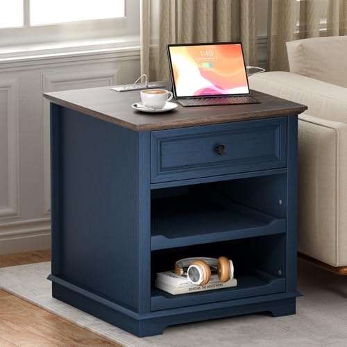 REDAYFUR Lateral File Cabinet 3 Drawer File Cabinet with Charging Station, Printer Stand with Open Adjustable Storage Shelves, Lateral Filing Cabinet for Home Office, Blue - Image 7