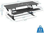 Mount-It! 47" Standing Desk Converter, XL Desktop Sit-Stand Desk Riser with Gas Spring Height Adjustment, Wide Desk Topper for Dual Monitors or Monitor & Laptop, Keyboard Tray, Black - Image 3
