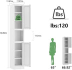 Ckzbx Tall Narrow Storage Cabinet 66.93" H Tall Bathroom Cabinets Metal Pantry Cabinet, 4 Adjustable Shelves for Kitchen, Home Office, Living Room, Dinning Room (12 inches Wide White) - Image 3