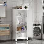 COFaR 61'' Tall Metal Storage Cabinet, Farmhouse Kitchen Pantry Cabinet with Doors and 3 Adjustable Shelves, White Metal Cabinets for Kitchen, Bathroom, Laundry, Garage, 4-Tier - Image 4