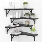 ROMGUAR CRAFT Corner Floating Shelves Wall Mounted Set of 4, Black by ROMGUAR+CRAFT