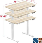 SHW 40 x 22 Inches Electric Height Adjustable Sit to Stand Desk, Maple - Image 3