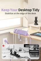 AnnTane Desk Clamp Power Strip USBC, 40W Fast Charging, 6.5 Ft, Purple - Image 6