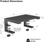 ARES WING Clamp-On Desk Extender Monitor Shelf, 15x9.8 up to 44lbs - Image 2