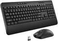 KOPJIPPOM Wireless Keyboard and Mouse Set with Quiet Keys, 2.4G Full Size Ergonomic Keyboard with Wrist Rest, Protective Covers, Soft Touch Silent Design for Windows, Computer, PC and Laptop by KOPJIPPOM