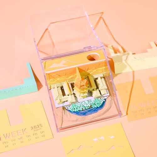 3D Memo Pad, 3D Calendar 2027, Time Piece Calendar, Tear-Off Calendars 2027, 3D Paper Carving Art Memo Pad, Art Carving Sticky Notes for Office Home Gifts Ornaments (Crescent Lake) - Image 6