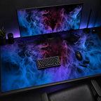 Abstract Smoke Purple XXL Gaming Mouse Pad 48x24in, Stitched Edges Non-Slip by HOME