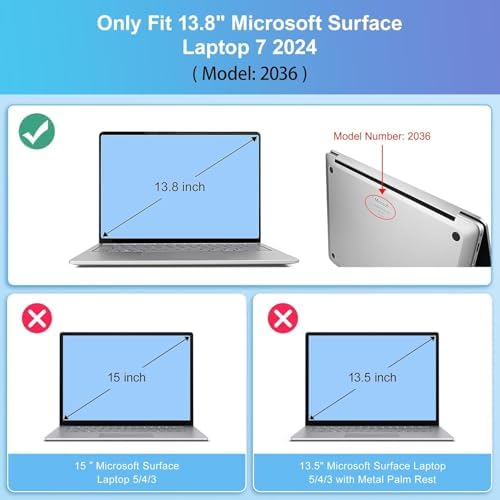 Mektron Case for 13.8" Microsoft Surface Laptop 7 Windows 11 AI PC 2024 Surface Laptop 13.8 Inch Cover Fits Model 2036, Keyboard Cover +Screen Protector +Dust Plugs,Hand-Painted Flowers - Image 2