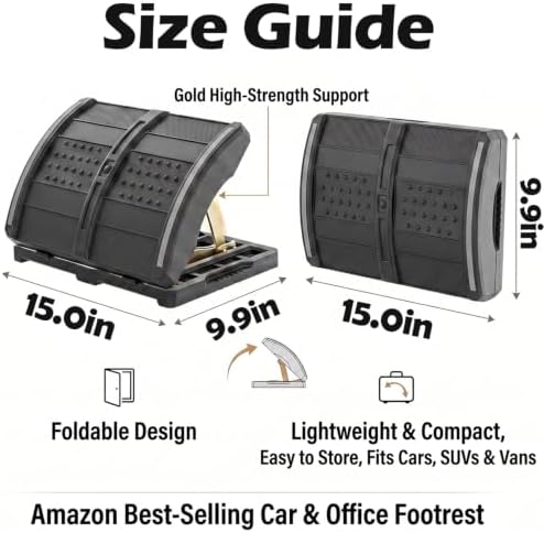 Foldable Foot Rest，Ergonomic Foot Rest Under Desk, 7-Level Foot Stool, Dual-Side Massage Surface, Under Desk Footrest for Office, Home, Car - Image 2