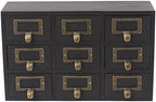 Kate and Laurel Apothecary Wood Desk Drawer Set, 9 Drawers, Rustic Black - Image 4