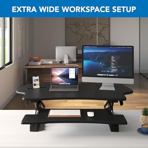 Mount-It! Standing Desk Converter 48" Wide Sit Stand Extra Large Desk Riser - Image 4