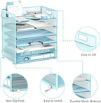 Daltack 6-Tier Paper Organizer for Desk with Handle, Blue, 2 Pack - Image 4