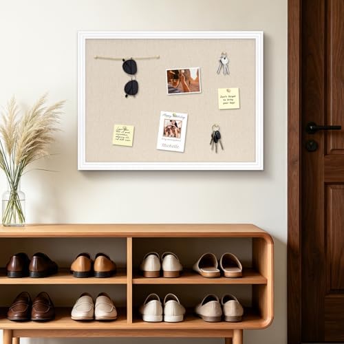 DOLLAR BOSS 36"x24" Linen Cork Board Decorative Bulletin Board, White - Image 6