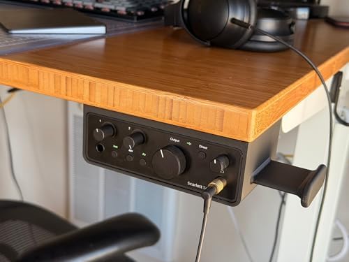 Under Desk Mount for Focusrite Scarlett Solo 4th Gen, Ventilated Space-Saving Audio Interface Bracket Holder (with Headphone Hook) - Image 3