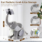 Phone Holder, Phone Mount with 360° Rotating Clip 45° Adjustable Trunk, Elephant Stuffed Animal with Ear Pockets Glasses Cloth Scarf & Back Headphone Fit, Cell Phone Holder for Desk Bed Sofa Car- Gray - Image 5