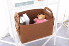 Minoisome Storage Basket Felt Storage Bin Collapsible& Convenient Box Organizer with Carry Handles for Office Bedroom Closet Babies Nursery Toys Laundry (Brown, 15.7inch（L）×11inch（W）×10inch（H）) - Image 5