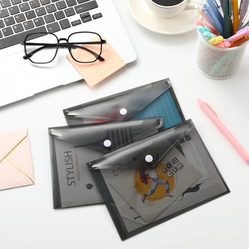 200 Pcs 5 x 7 Clear Black Plastic Envelope with Snap Button Closure A7 Letter Size Filing Envelope Folder Waterproof Clear File Envelopes for Home Office Document Receipt Card Storage - Image 6