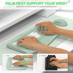 Wireless Keyboard and Mouse Combo,2.4G Ergonomic Wave Keys(Avocado Green-B) - Image 3
