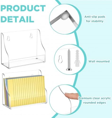 Dunzoom 4 Pack 4x6 Index Card Holder, 2-in-1 Desk & Wall Mounted Acrylic Index Card Display Stand, Includes Screws & Anchors, Clear Notecard Postcard Recipe Organizer for Office, Business, Classroom - Image 3